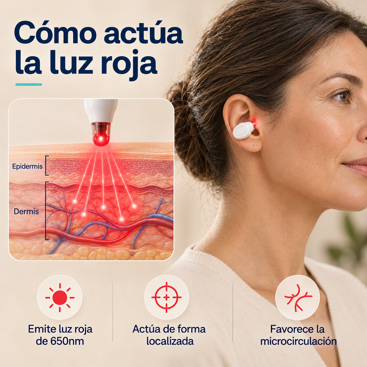 Dispositivo Velsen de Terapia de Luz Roja para el Bienestar Auditivo